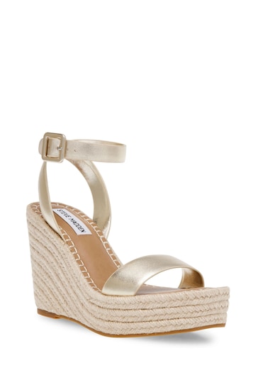Steve Madden Gold Leather Upstage Wedge Sandals