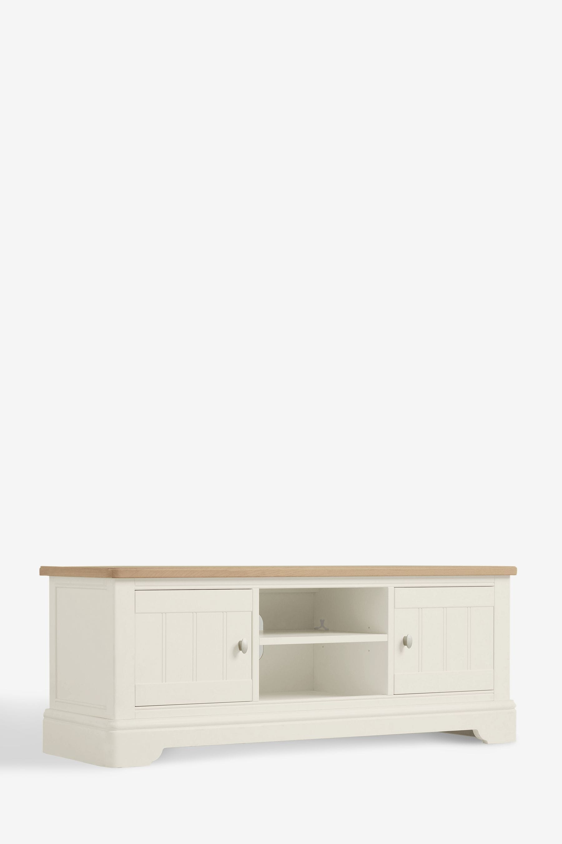 Chalk White Hampton Painted Oak TV Unit Up to 55 Inch