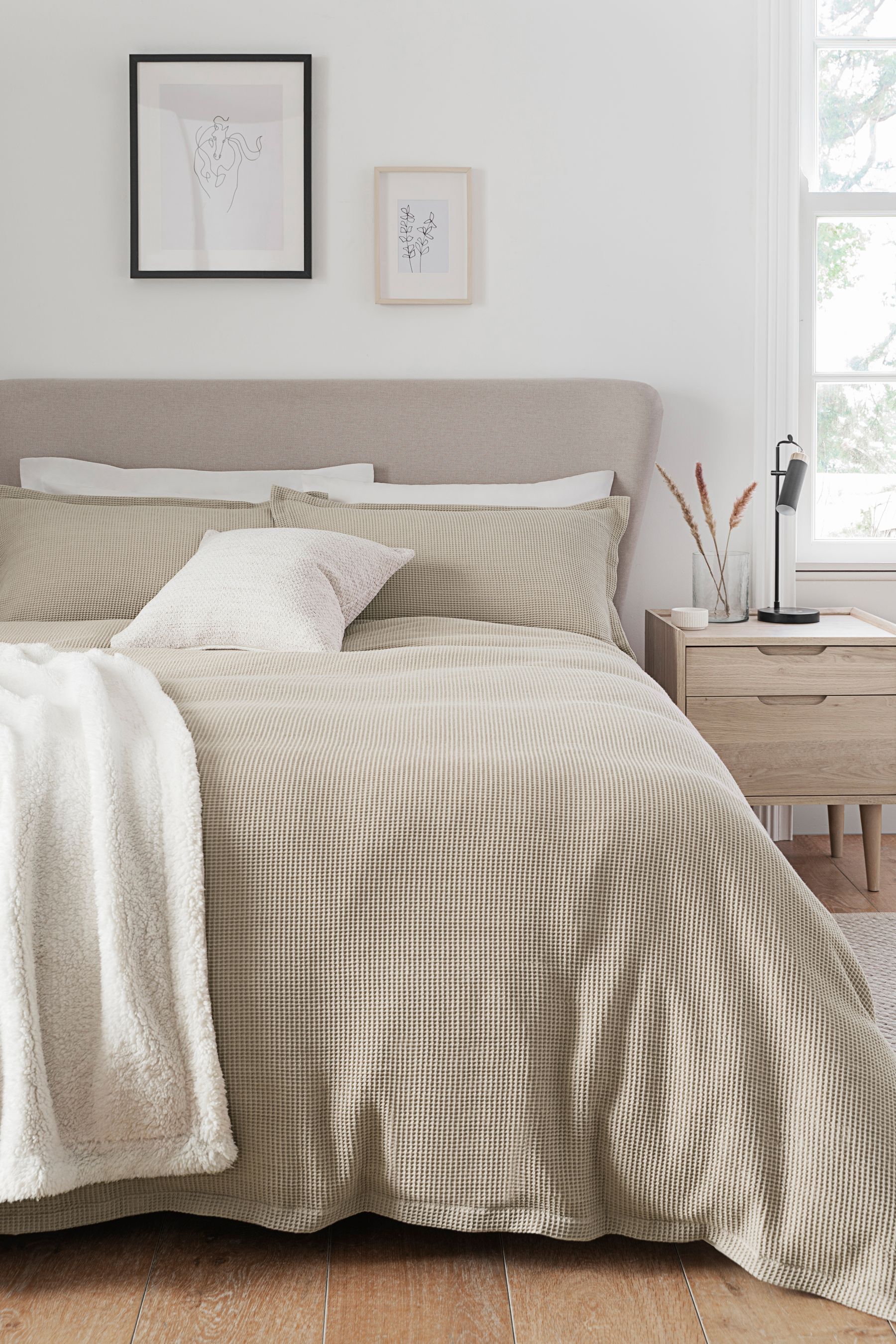 natural waffle bedding