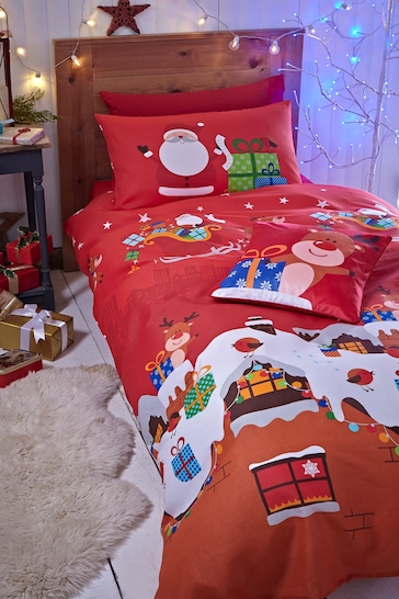 Catherine Lansfield Red Santa's Christmas Presents Duvet Cover and Pillowcase Set