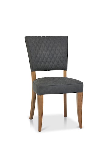 Bentley Designs Set of 2 Grey Logan Rustic Oak Upholstered Chairs