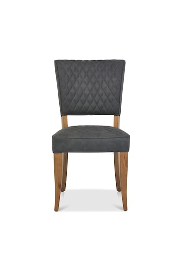 Bentley Designs Set of 2 Grey Logan Rustic Oak Upholstered Chairs