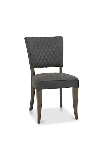 Bentley Designs Set of 2 Grey Logan Fumed Oak Upholstered Chairs