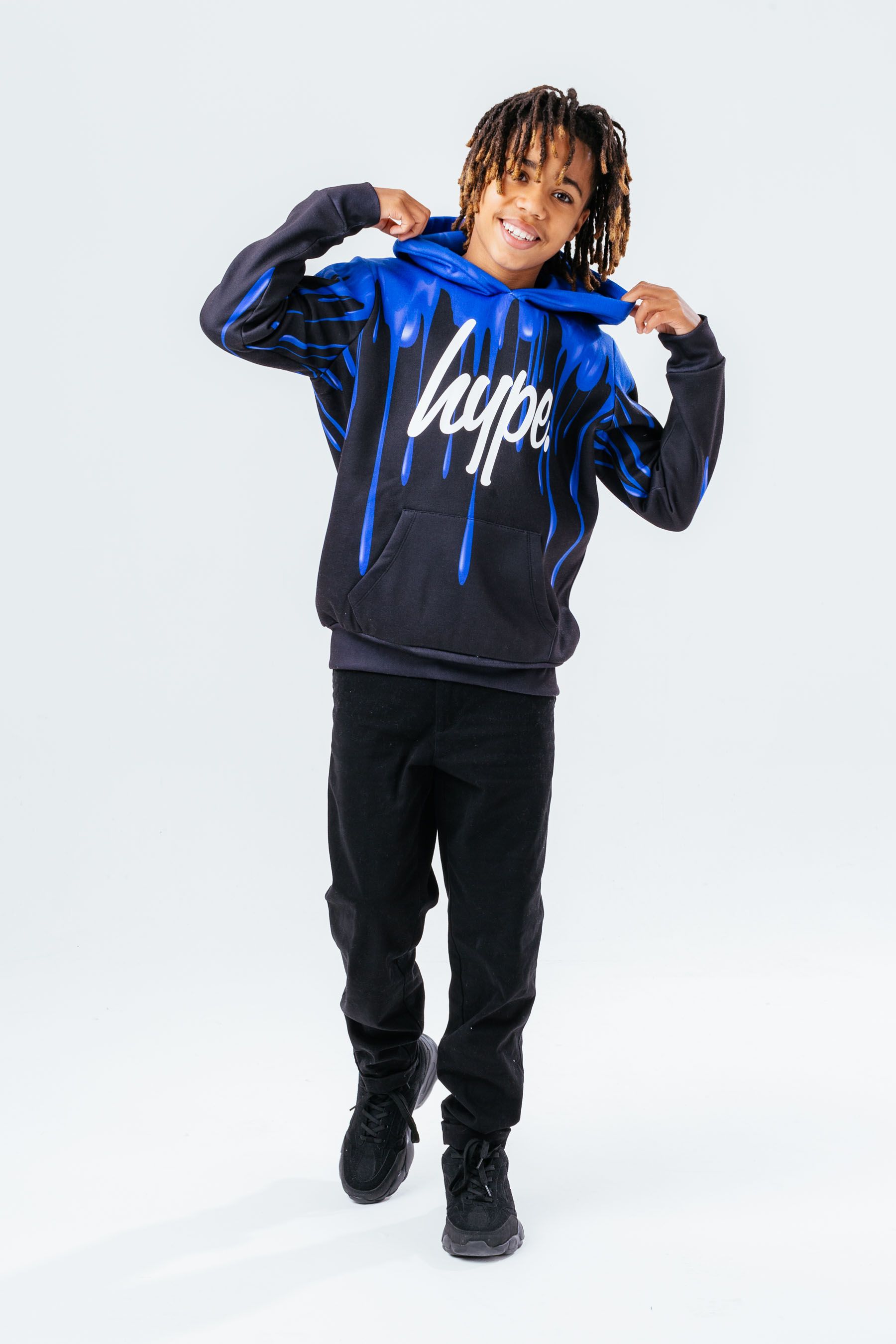Buy Hype. Boys Black Blue Drip Script Hoodie from the Next UK