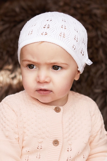The Little Tailor Cotton Pointelle Knitted Baby Hat