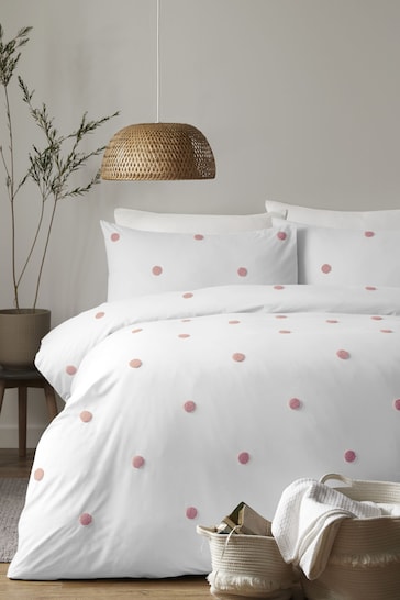 Appletree Pink Dot Garden Tufted Duvet Cover and Pillowcase Set