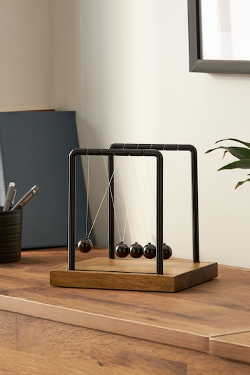 Black Wooden Decorative Newton's Cradle Balance Ball Ornament