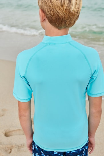 Blue Short Sleeve Sunsafe Rash Vest (3-16yrs)