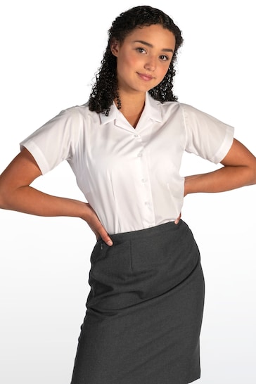 Trutex Revere Non Iron Fitted White Blouses 2 Pack