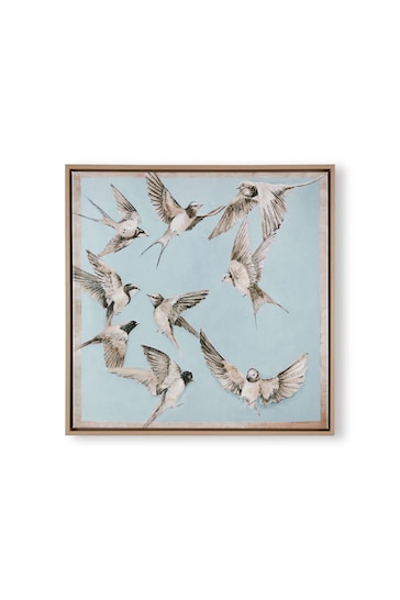 Art For The Home Blue Take Flight Wood Box Framed Canvas