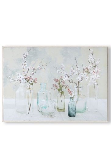 Art For The Home Natural Apple Blossom Bottles Canvas