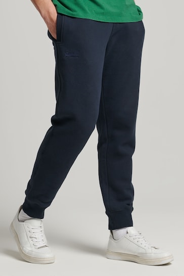 Superdry Blue Organic Cotton Vintage Logo Embroidered Joggers