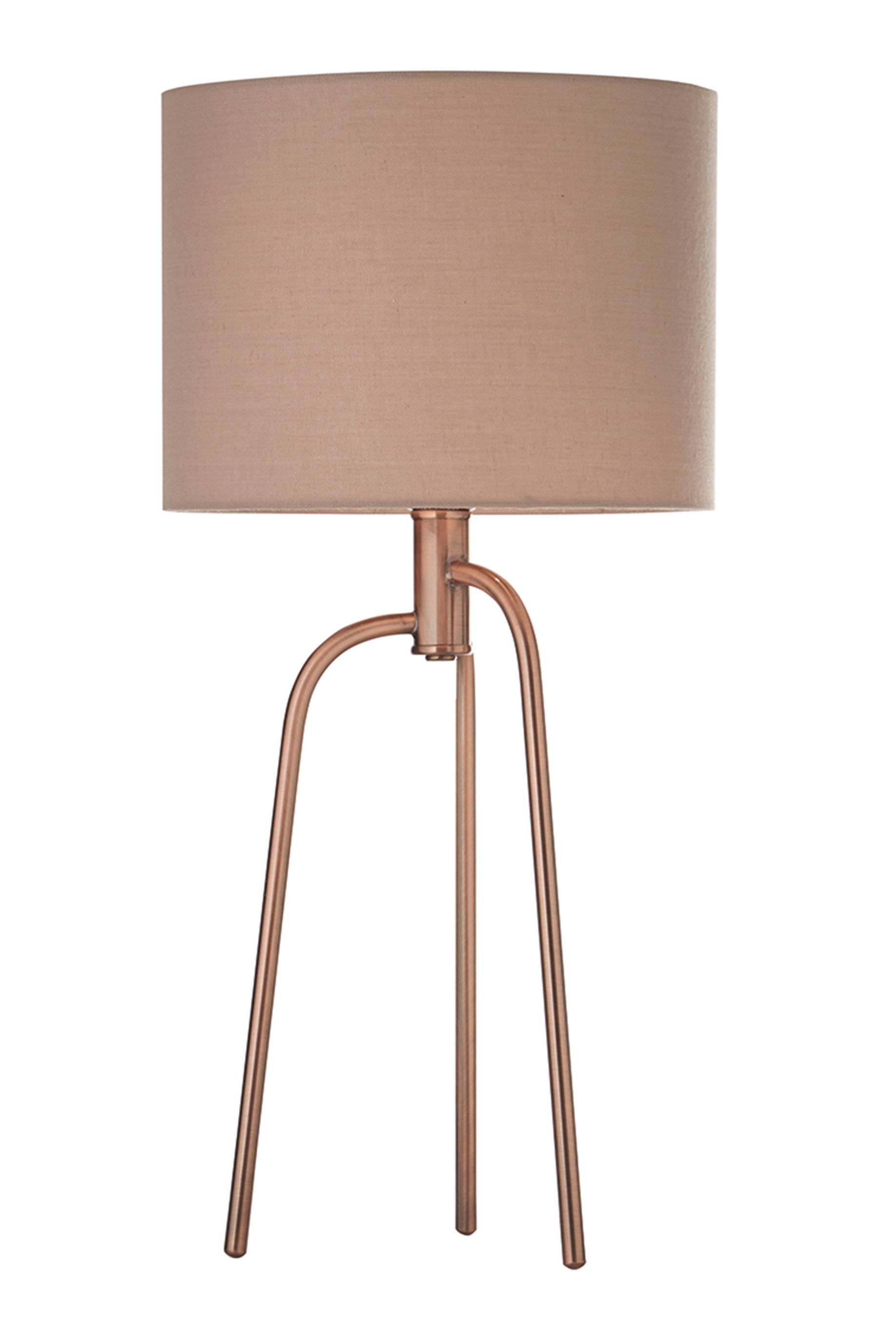 Copper tripod table lamp top