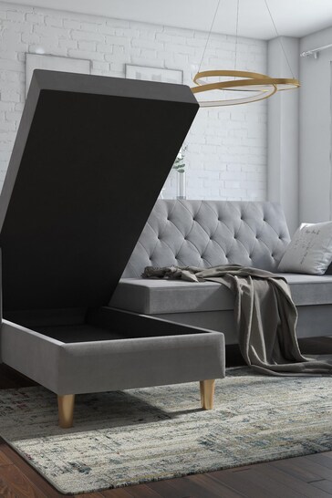 CosmoLiving Grey Liberty Velvet Sectional Sofa Bed