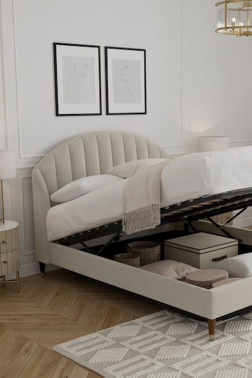 Soft Texture Light Natural Stella Upholstered Ottoman Storage Bed Frame