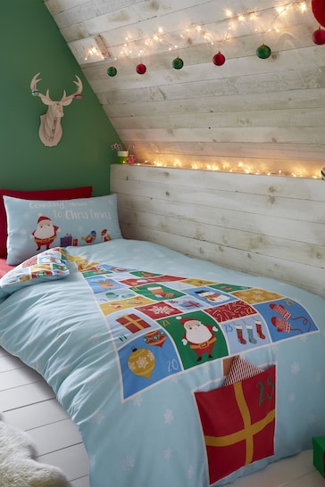 Catherine Lansfield Blue Countdown To Christmas Duvet Cover and Pillowcase Set