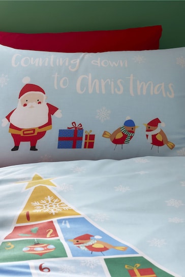 Catherine Lansfield Blue Countdown To Christmas Duvet Cover and Pillowcase Set