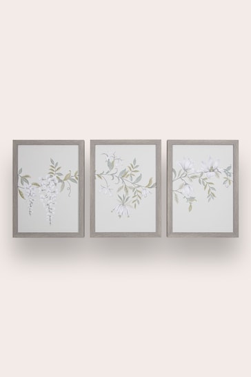Laura Ashley Green Parterre set of 3 Framed Canvases