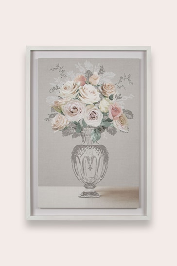 Laura Ashley Pink Rose Bouquet Vase Floating Frame Canvas