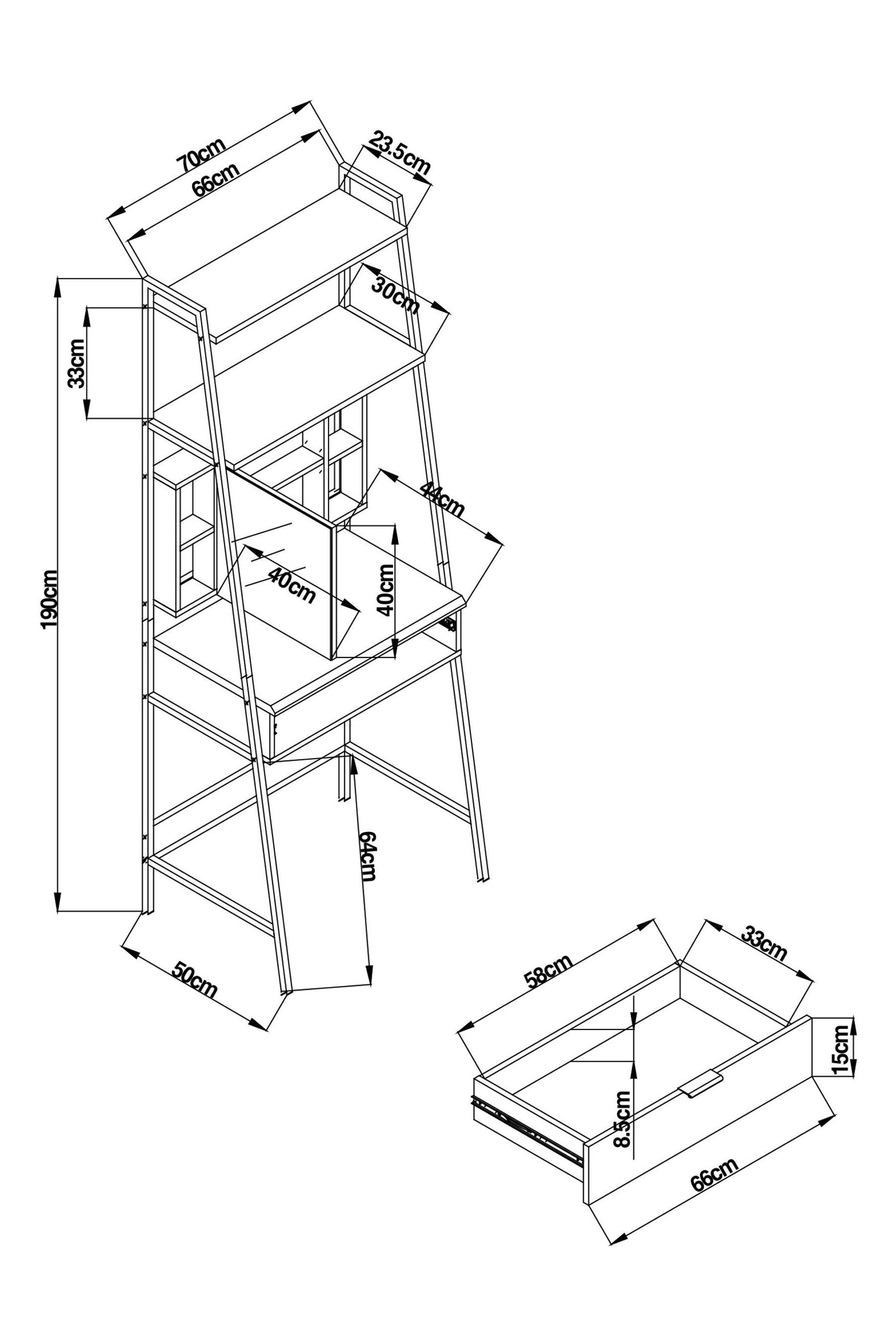 Ladder desk dark shop wood