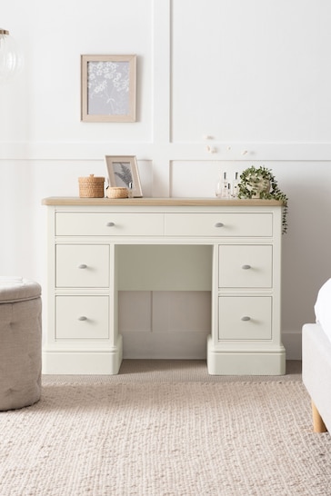 Chalk White Hampton Painted Oak Collection Luxe Slim Console Dressing Table