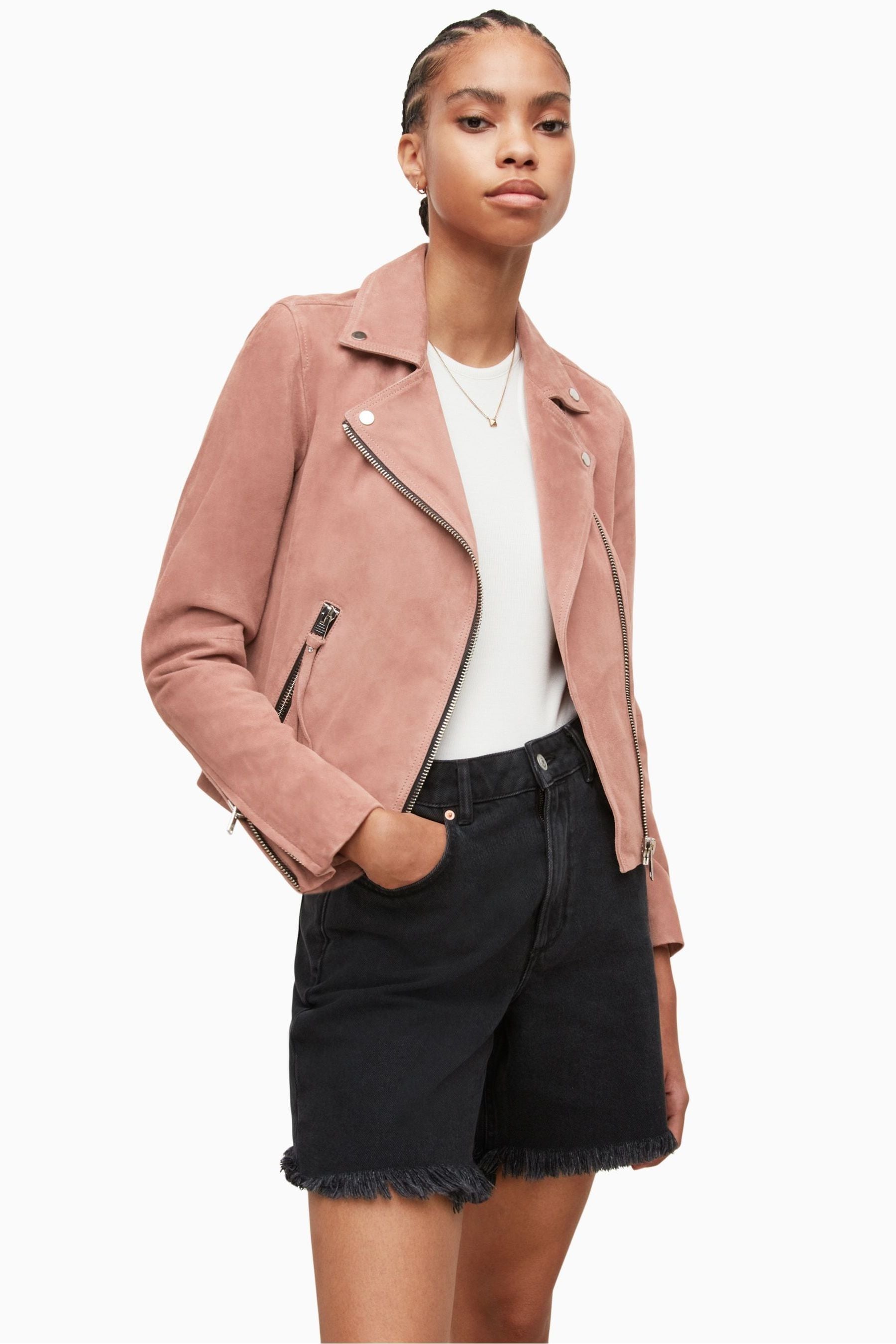 All saints pink suede jacket store