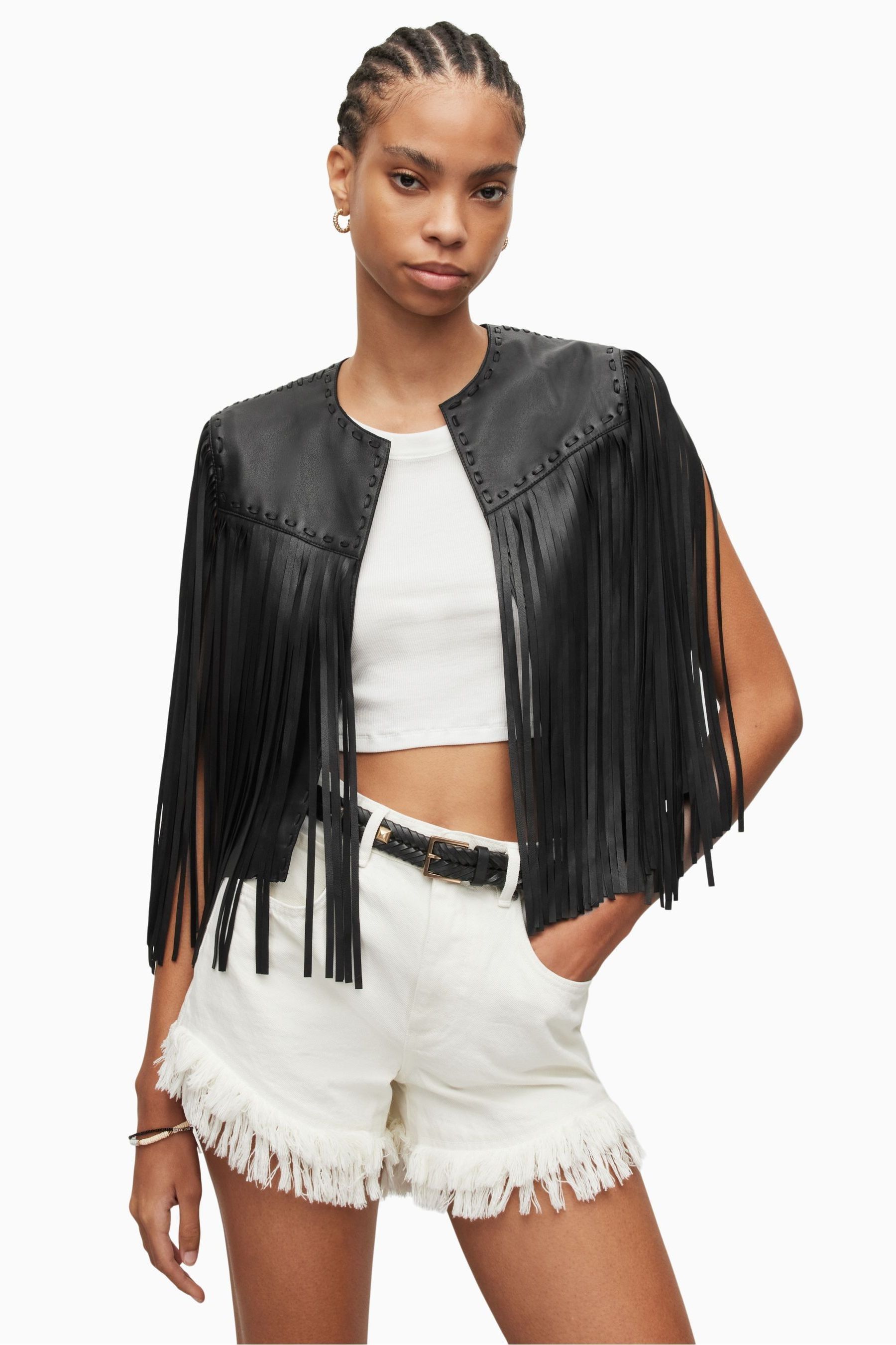 Buy AllSaints Black Astral Tassel Gilet from the Next UK online shop