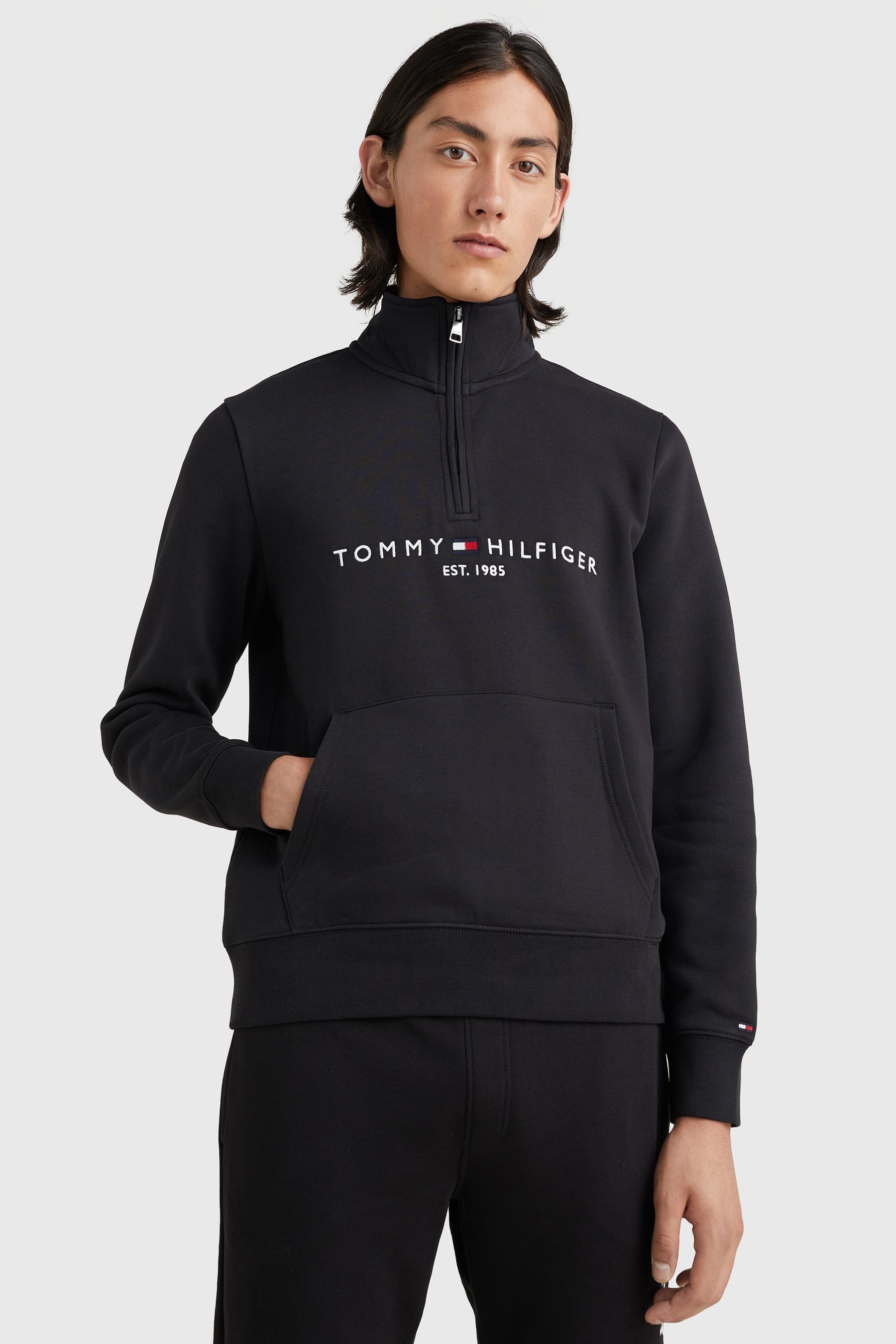 Buy Tommy Hilfiger Black Tommy Logo Mockneck Jumper from the Next