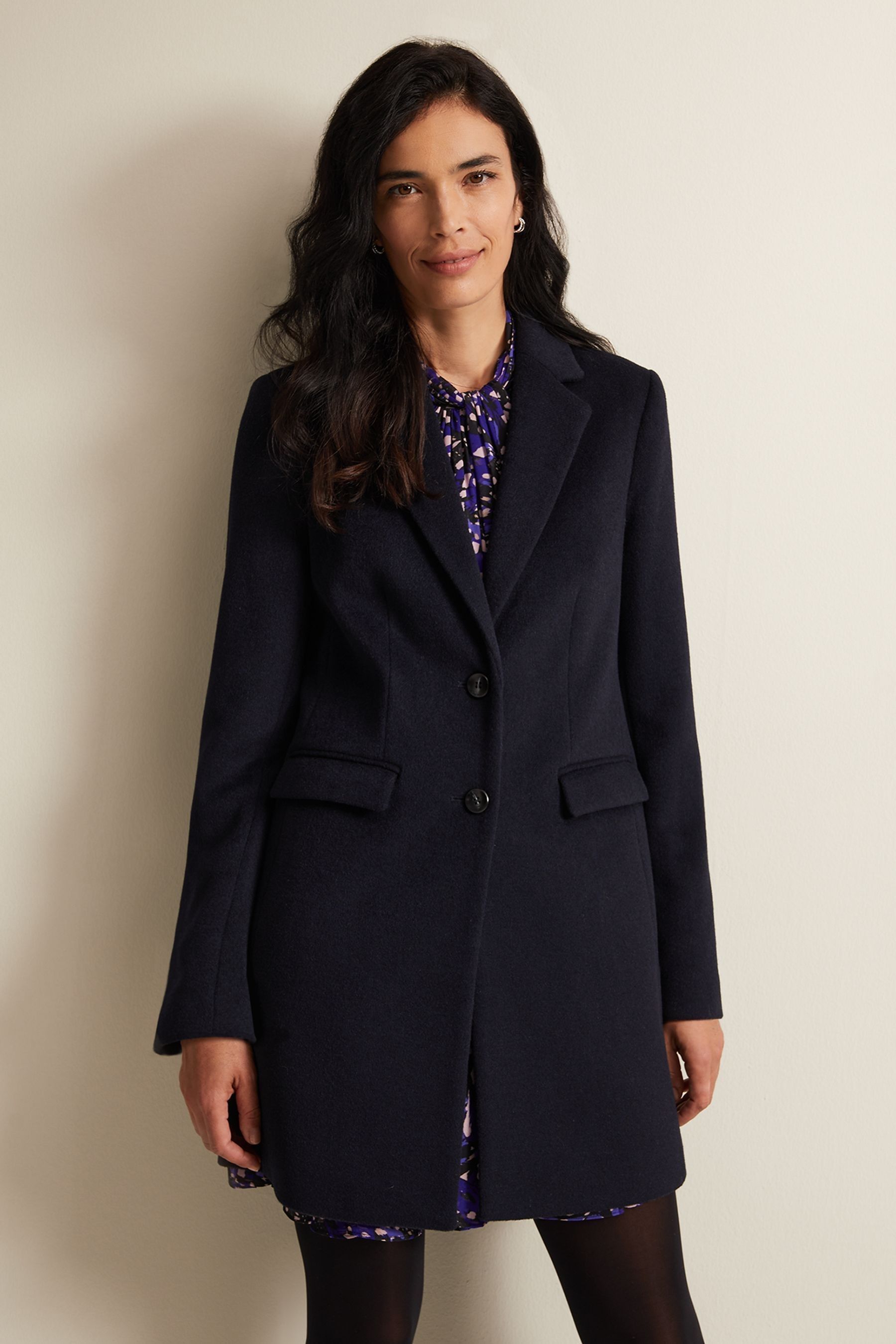 Phase Eight Blue Lydia Wool Car Coat