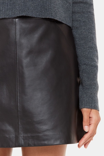 Whistles Black Leather A-line Skirt