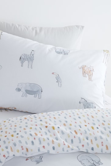 Bianca Natural Kids Zoo Animals Duvet Cover And Pillowcase Set
