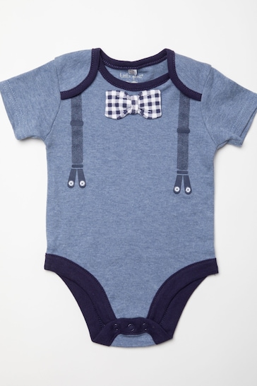 Little Gent Blue Bowtie Print Cotton 3-Piece Baby Gift Set