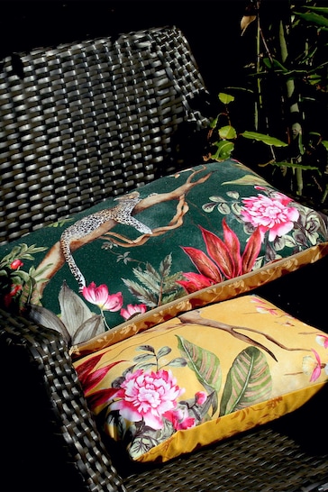 Evans Lichfield Gold Leopard Outdoor Polyester Filled Cushion