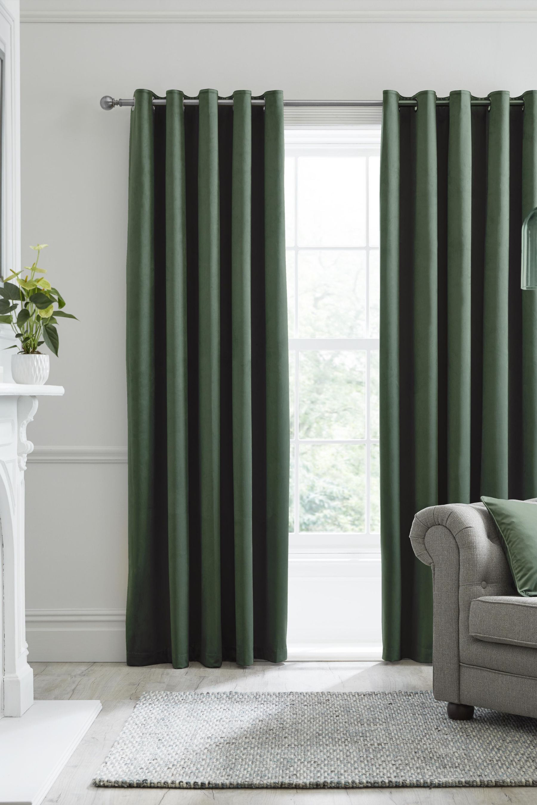 Buy Laurence Llewelyn Bowen Green Montrose Eyelet Curtains from