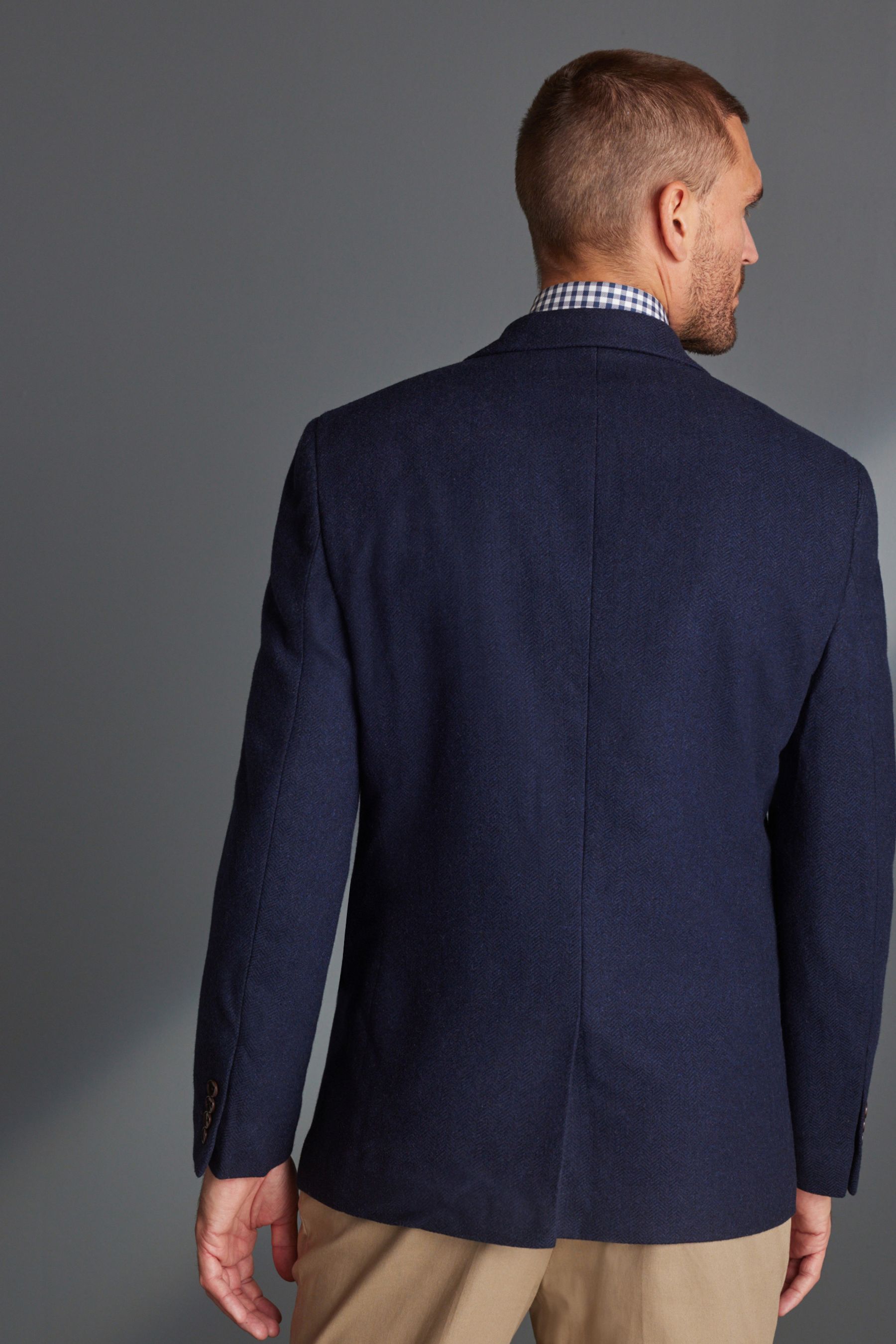 Navy herringbone blazer clearance