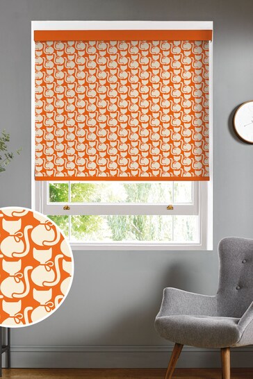 Orla Kiely Orange Callie Cat Made To Measure Roller Blind