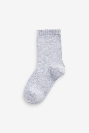 Grey 5 Pack Cotton Rich School Ankle Socks