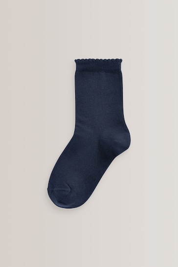 Navy Blue 5 Pack Cotton Rich School Ankle Socks