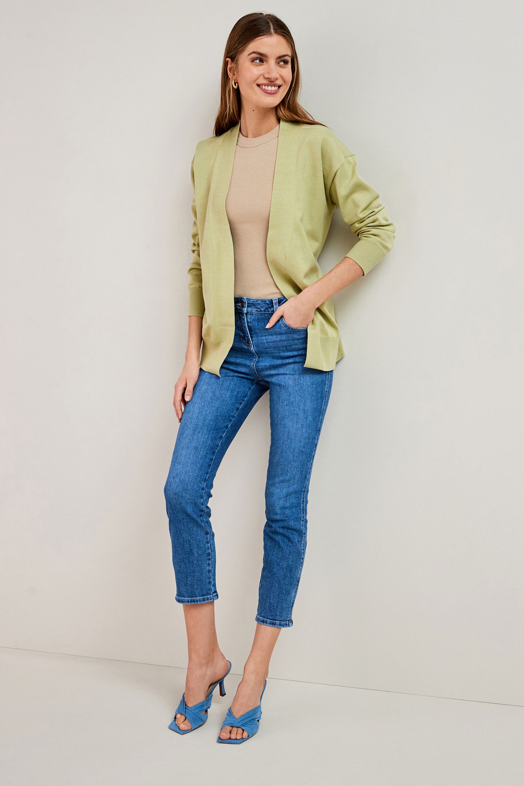 Mid Blue Cropped Slim Jeans