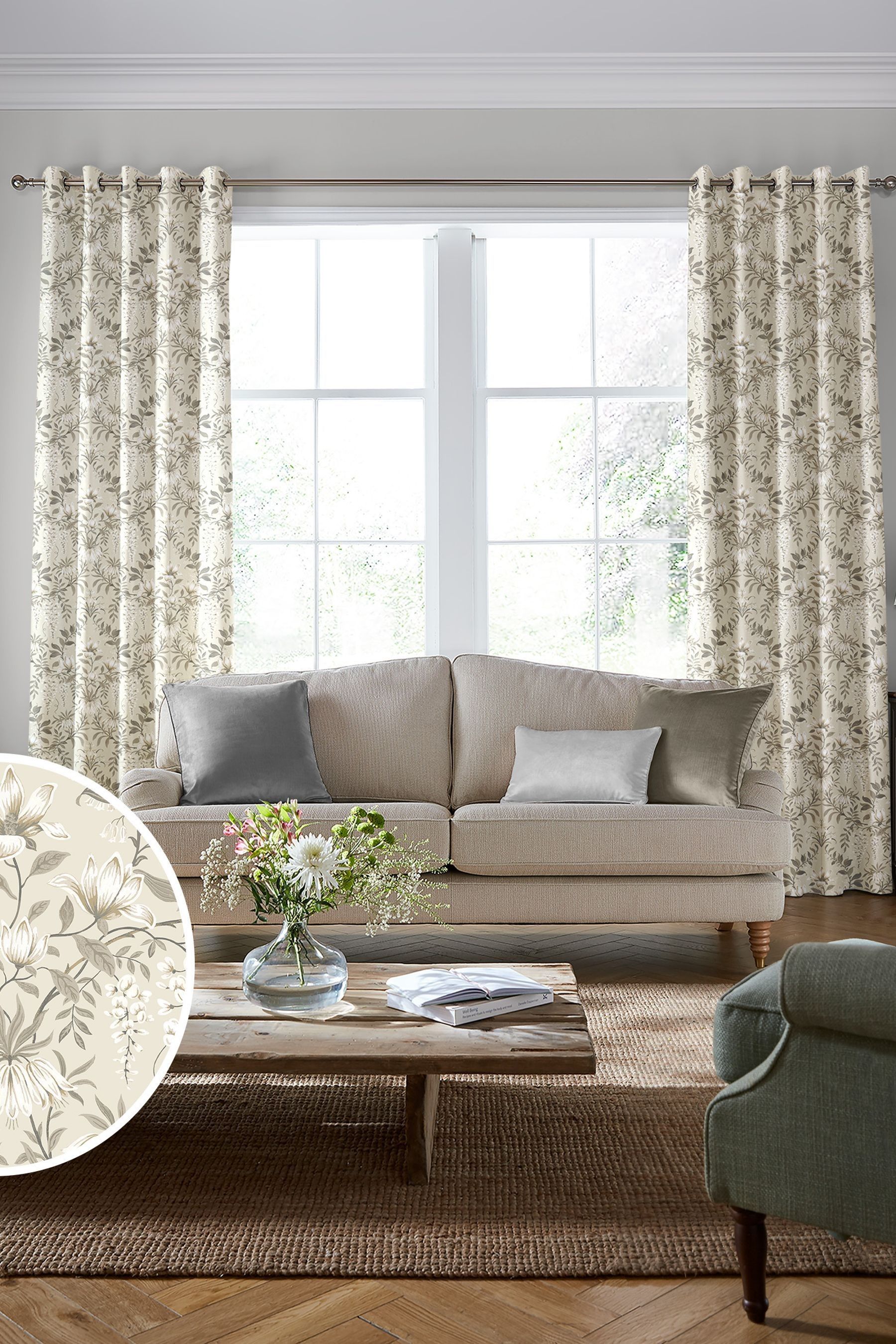 Buy Laura Ashley Natural Parterre Made To Measure Curtains Curtains ...