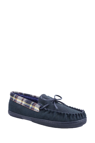 Cotswold Mens Blue Sodbury Slip On Moccasin Slippers