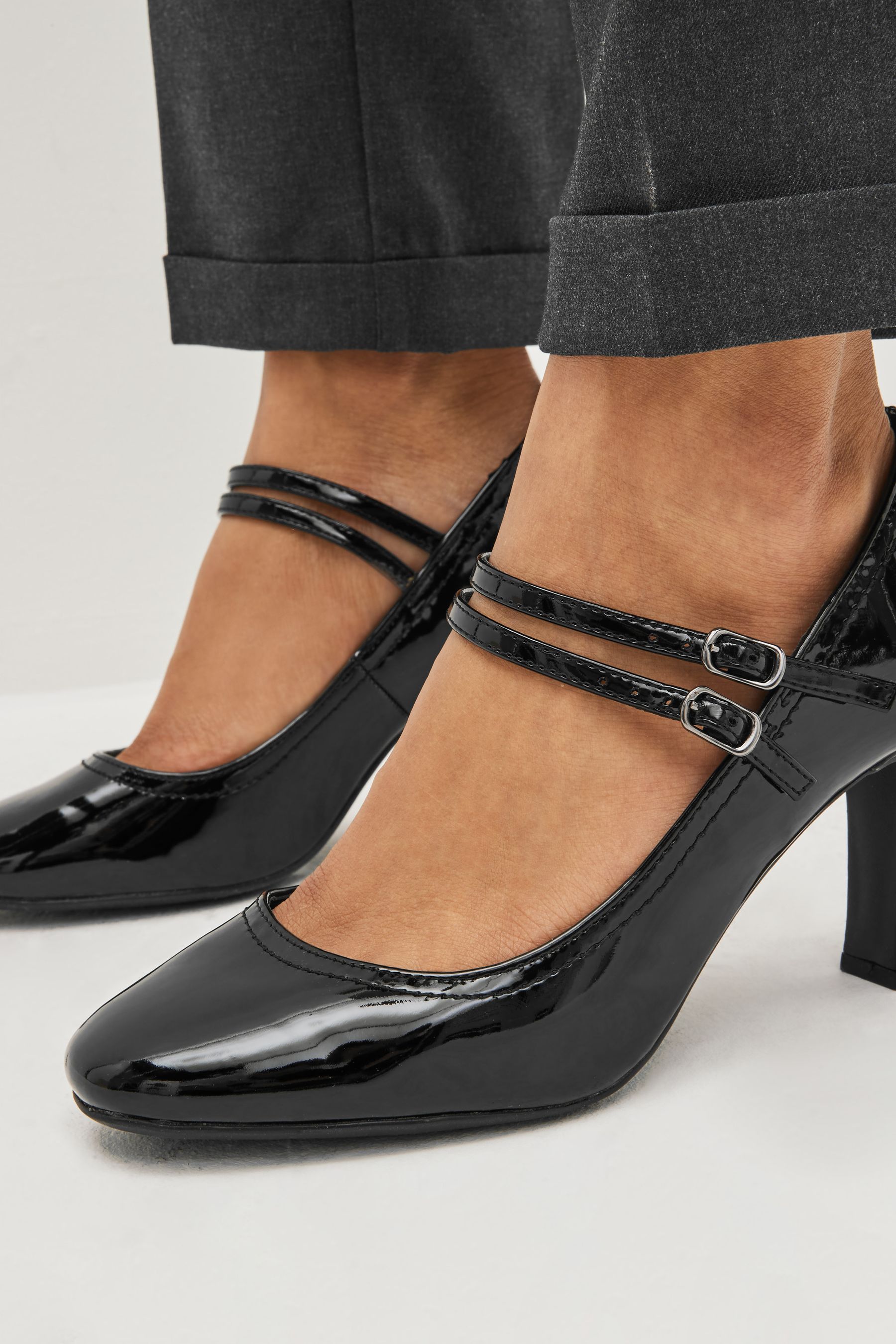 Black Patent Standard Wide Fit Forever Comfort Mary Jane Shoes