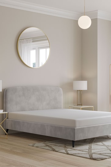 Opulent Velvet Light Grey Matson Upholstered Bed Bed Frame