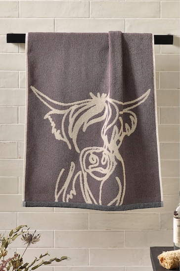 Grey Hamish the Highland Cow 100% Cotton Towel