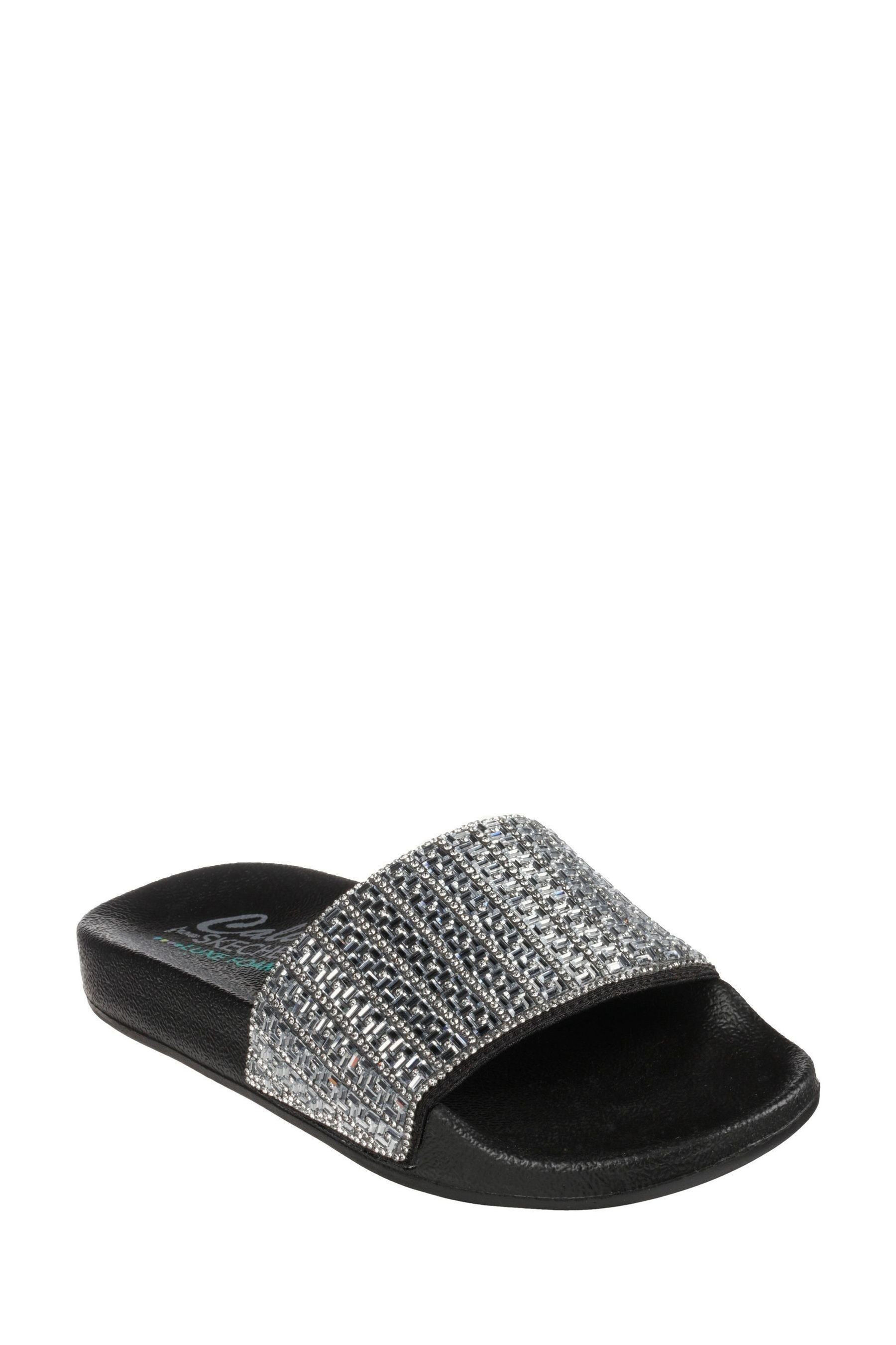 Buy Skechers Black Silver Pop Ups New Spark Womens Slides from the