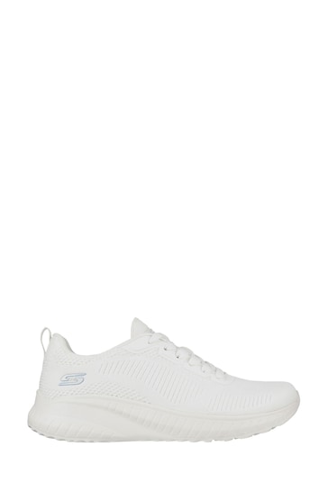 Skechers Ecru White Wide Fit Womens Bobs Squad Chaos Face Off Trainers