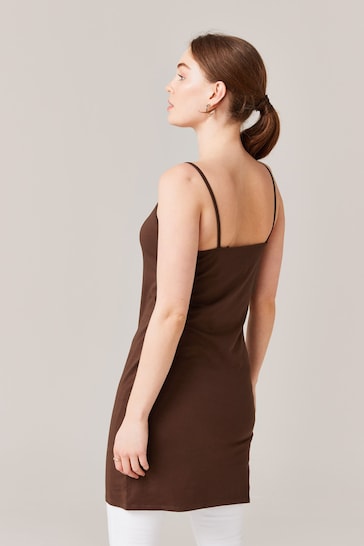 Chocolate Brown Longline Thin Strap Vest