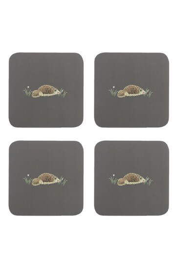 Sophie Allport Grey Set of 4 Hedgehogs Coasters