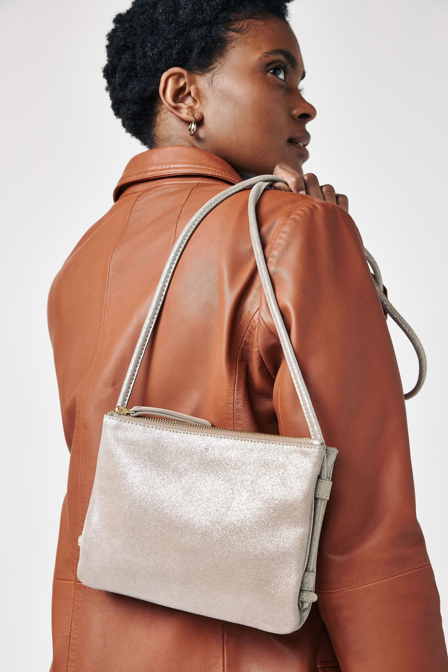 Buy Gold Suede Small Leather Cross Body Bag from the Next UK