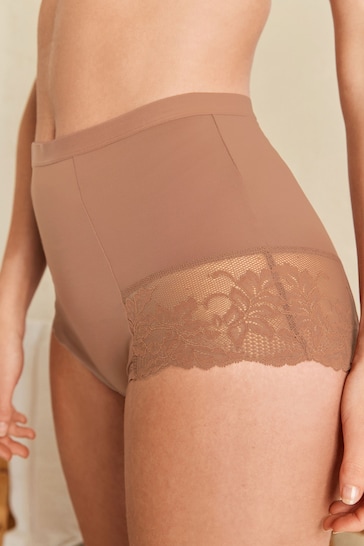 Buy Neutral/Tan High Waist Brief Tummy Control Shaping Lace Back